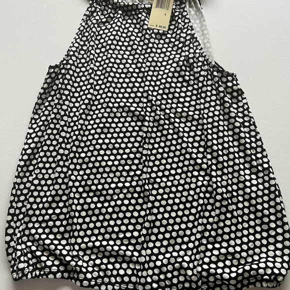MAX STUDIO - BLACK/WHITE POLKA-DOT SLEEVELESS CAREER KNIT TOP BLOUSE - WOMENS S - Picture 2 of 7
